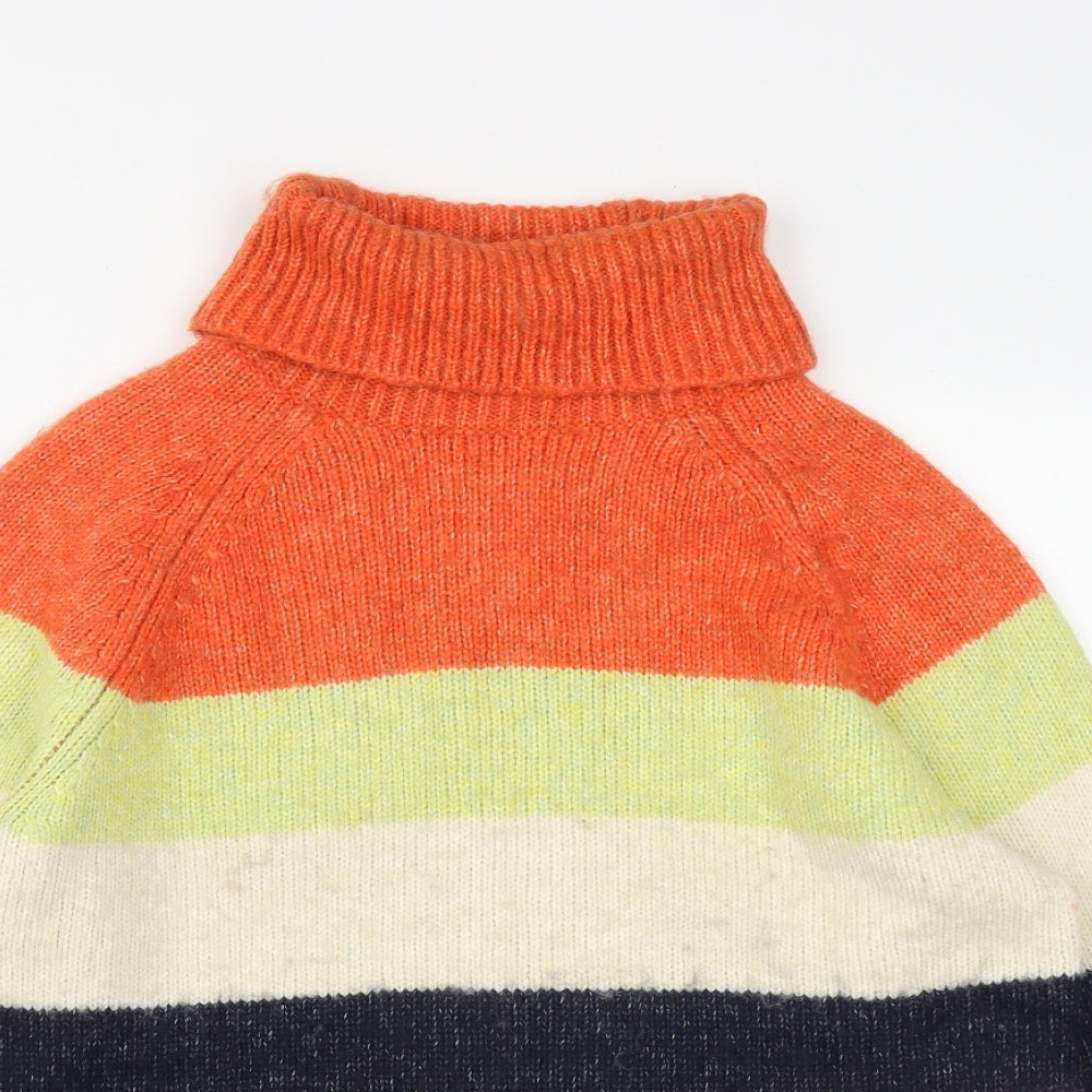NEXT Womens Multicoloured Roll Neck Striped Acrylic Pullover Jumper Size S
