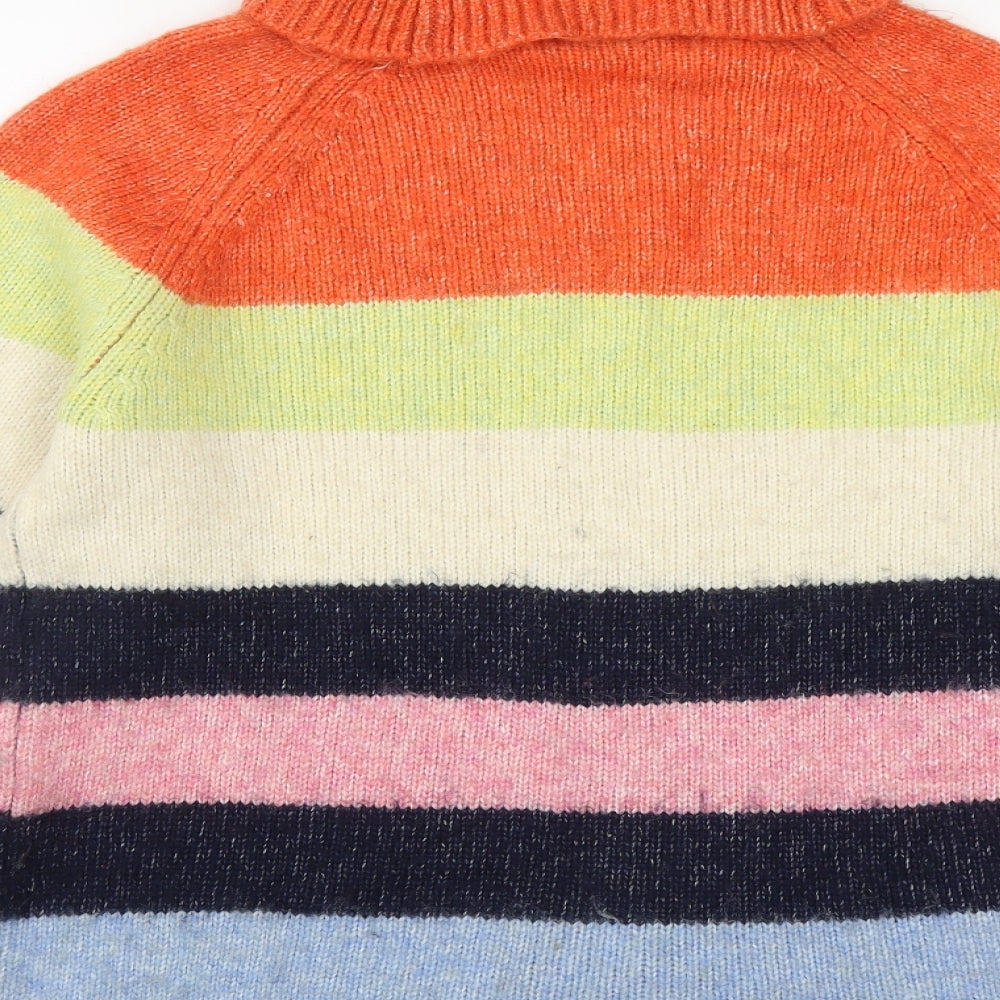 NEXT Womens Multicoloured Roll Neck Striped Acrylic Pullover Jumper Size S