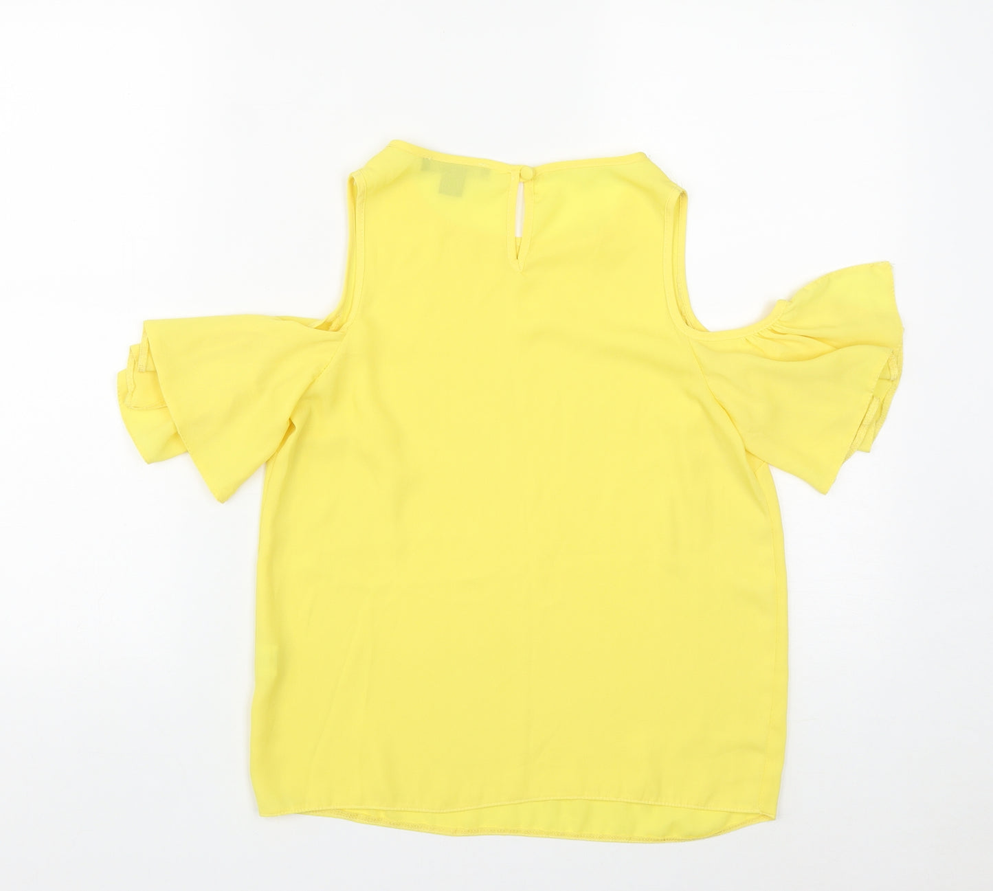 Atmosphere Womens Yellow  Polyester Basic Blouse Size 6 Round Neck