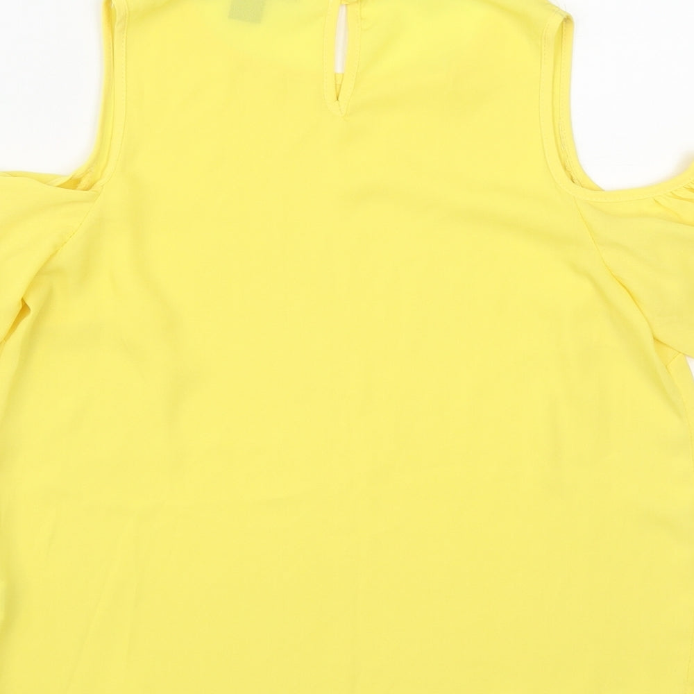 Atmosphere Womens Yellow  Polyester Basic Blouse Size 6 Round Neck