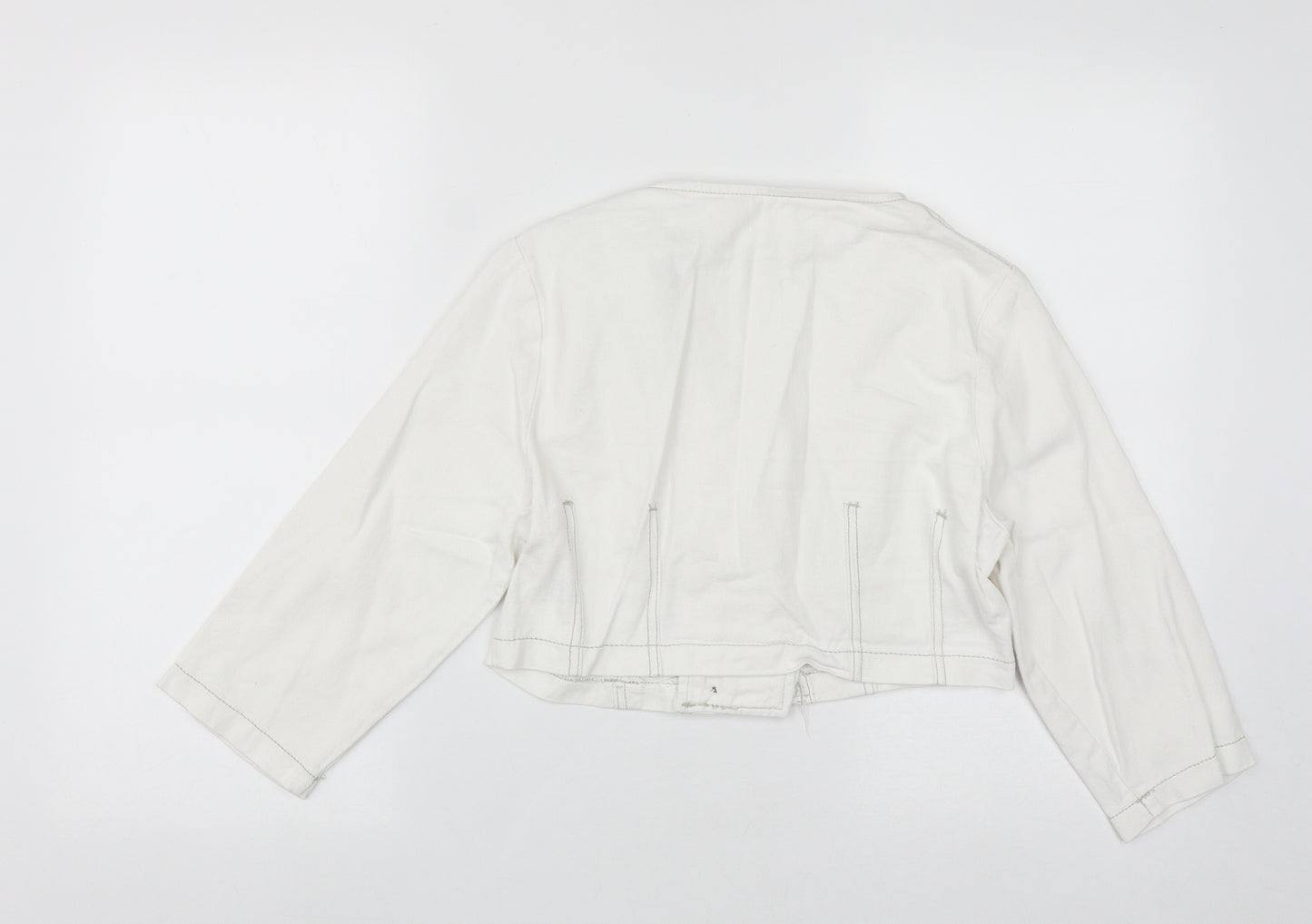 PRETTYLITTLETHING Womens White  Cotton Cropped Button-Up Size 8 Square Neck