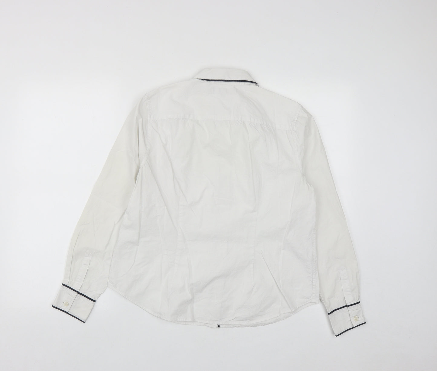 Jaeger Womens White  Cotton Basic Button-Up Size 12 Collared