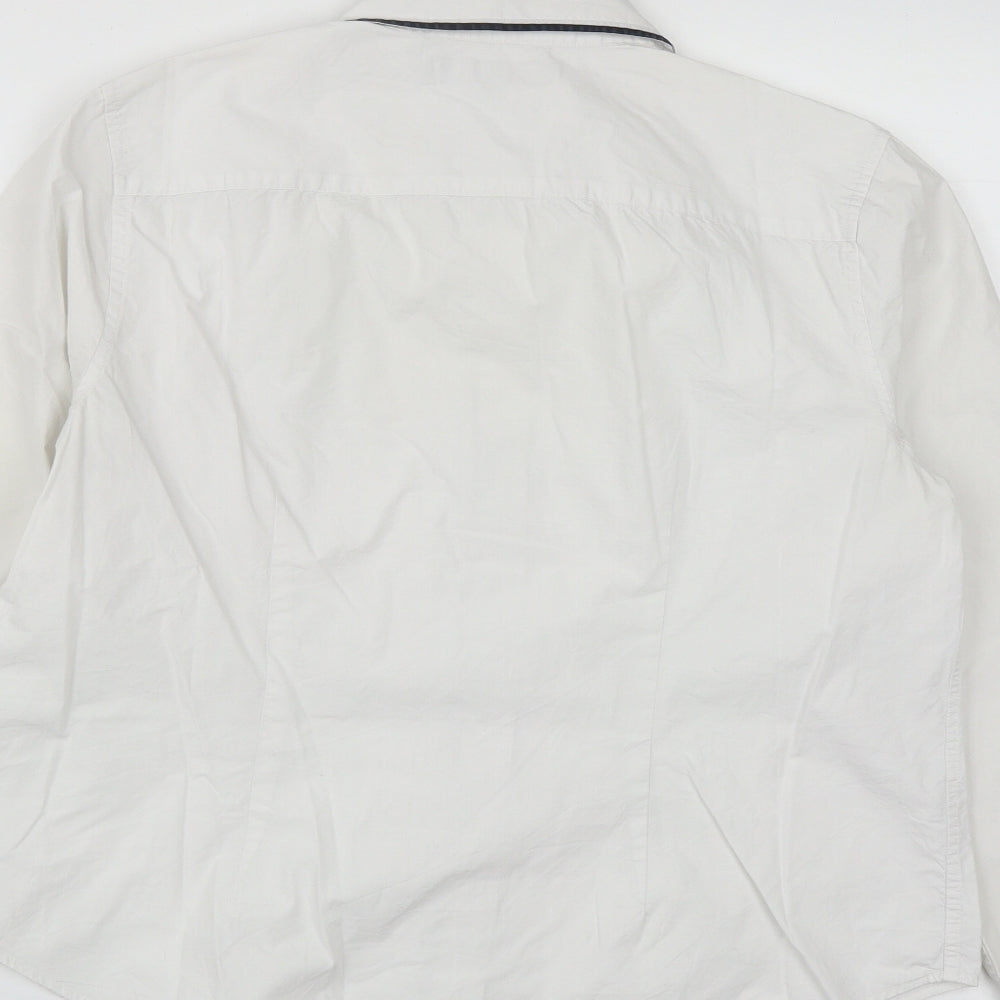 Jaeger Womens White  Cotton Basic Button-Up Size 12 Collared