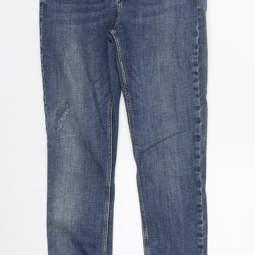 River Island Womens Blue  Cotton Straight Jeans Size 12 L29 in Regular Zip