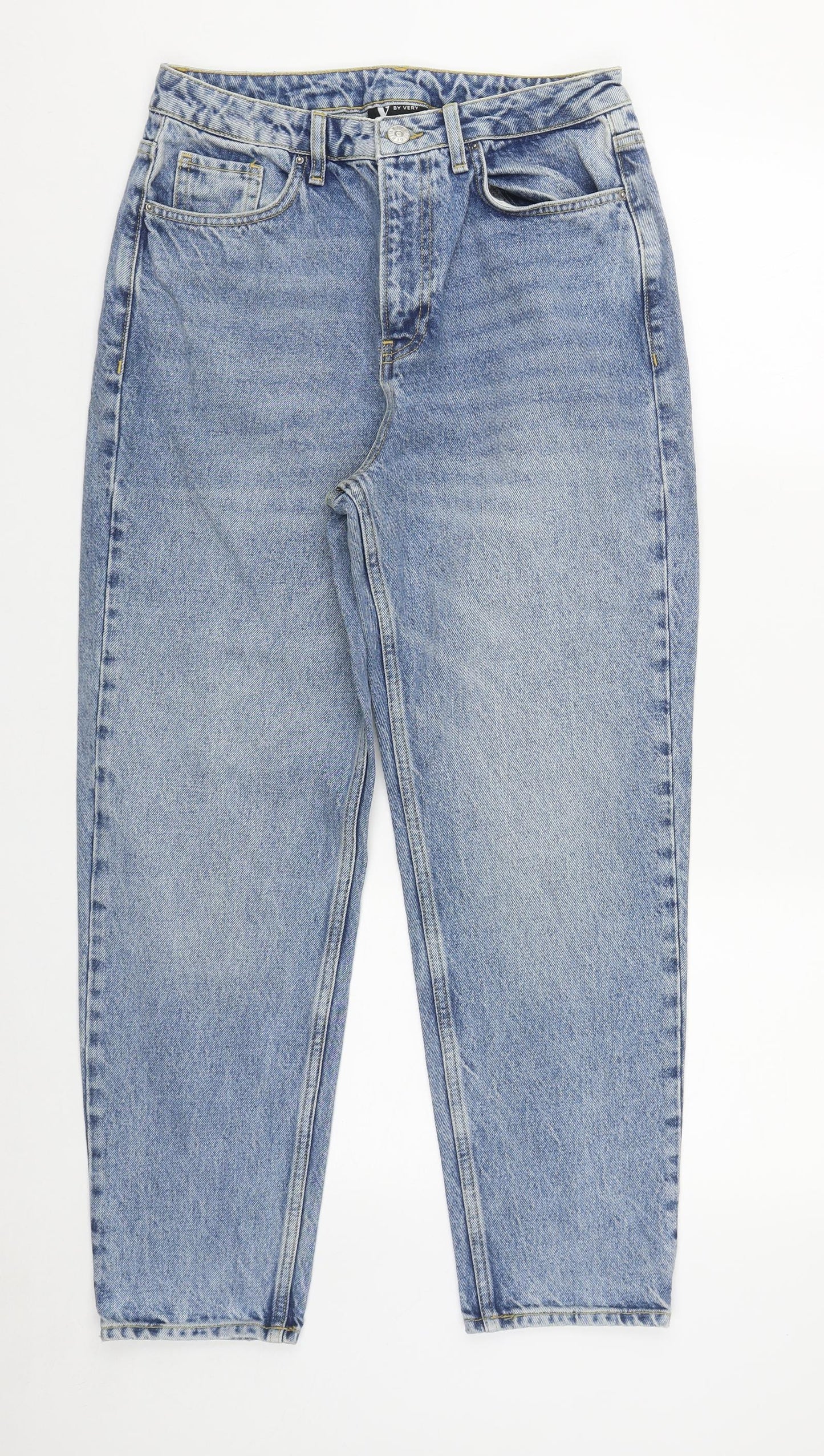 V By Very Womens Blue  Cotton Straight Jeans Size 10 L27 in Regular Zip