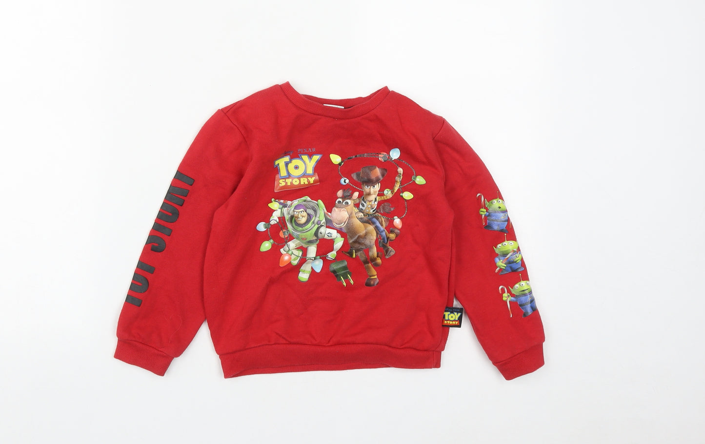 Toy Story Boys Red  Cotton Pullover Sweatshirt Size 4-5 Years   - Toy Story