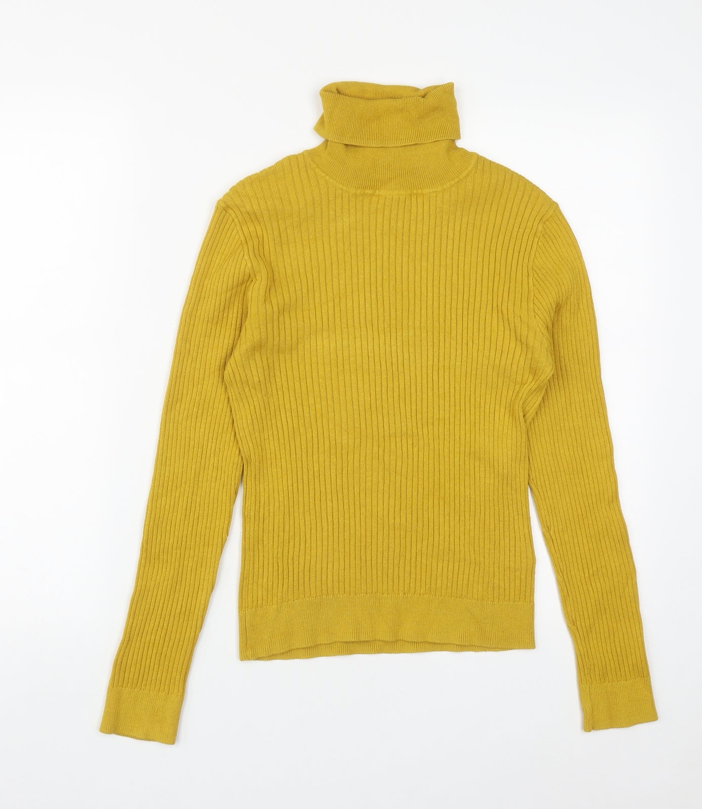 Primark Womens Yellow Roll Neck  Viscose Pullover Jumper Size M