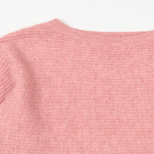 F&F Womens Pink Round Neck  Polyester Pullover Jumper Size S