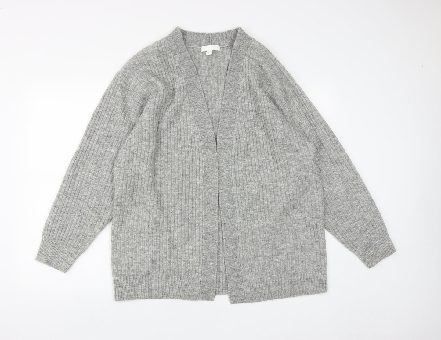 H&M Womens Grey V-Neck  Polyester Cardigan Jumper Size S