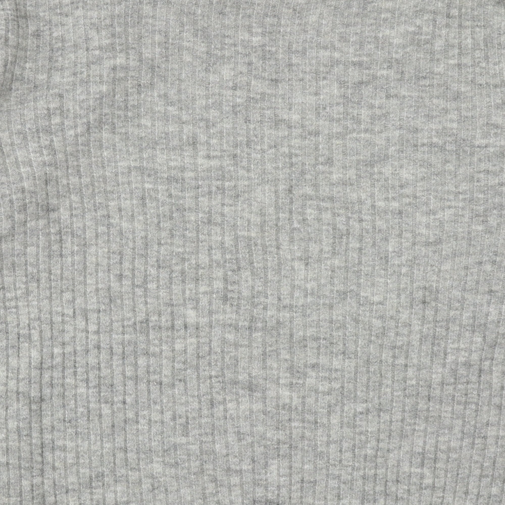 H&M Womens Grey V-Neck  Polyester Cardigan Jumper Size S