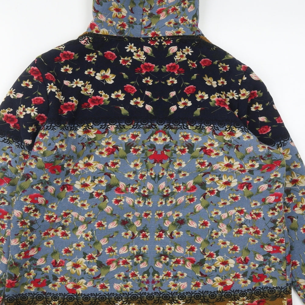 Gracila Womens Multicoloured Floral Cotton Full Zip Hoodie Size M  Zip
