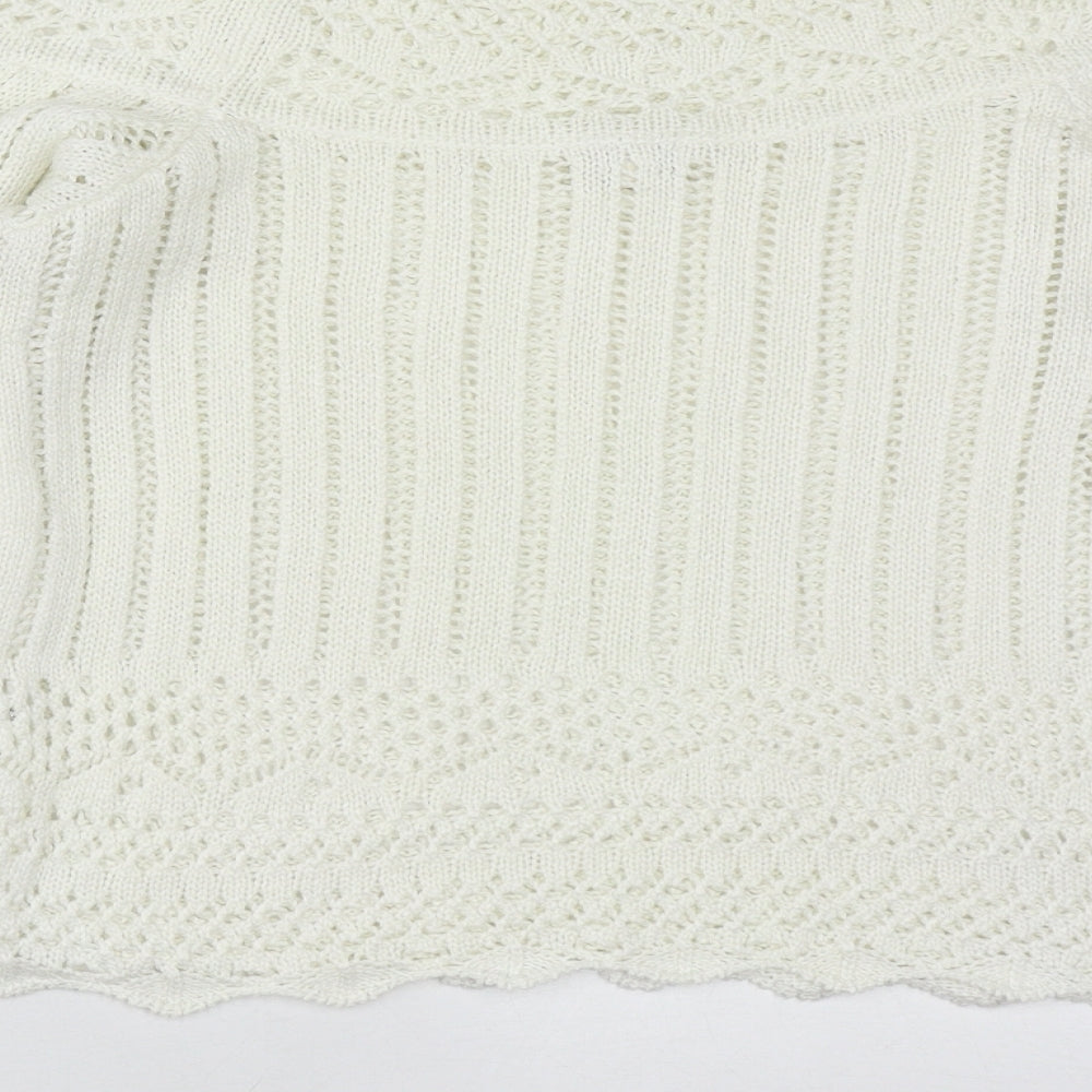 River Island Womens White Scoop Neck  Acrylic Pullover Jumper Size 12