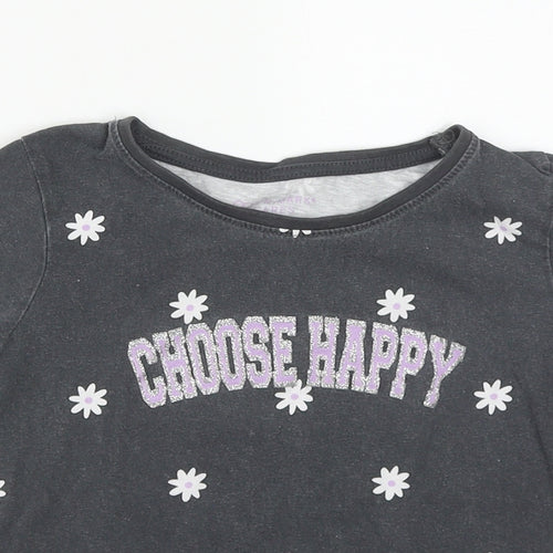 Primark Girls Grey Floral Copper Camisole T-Shirt Size 7-8 Years Round Neck  - Choose Happy
