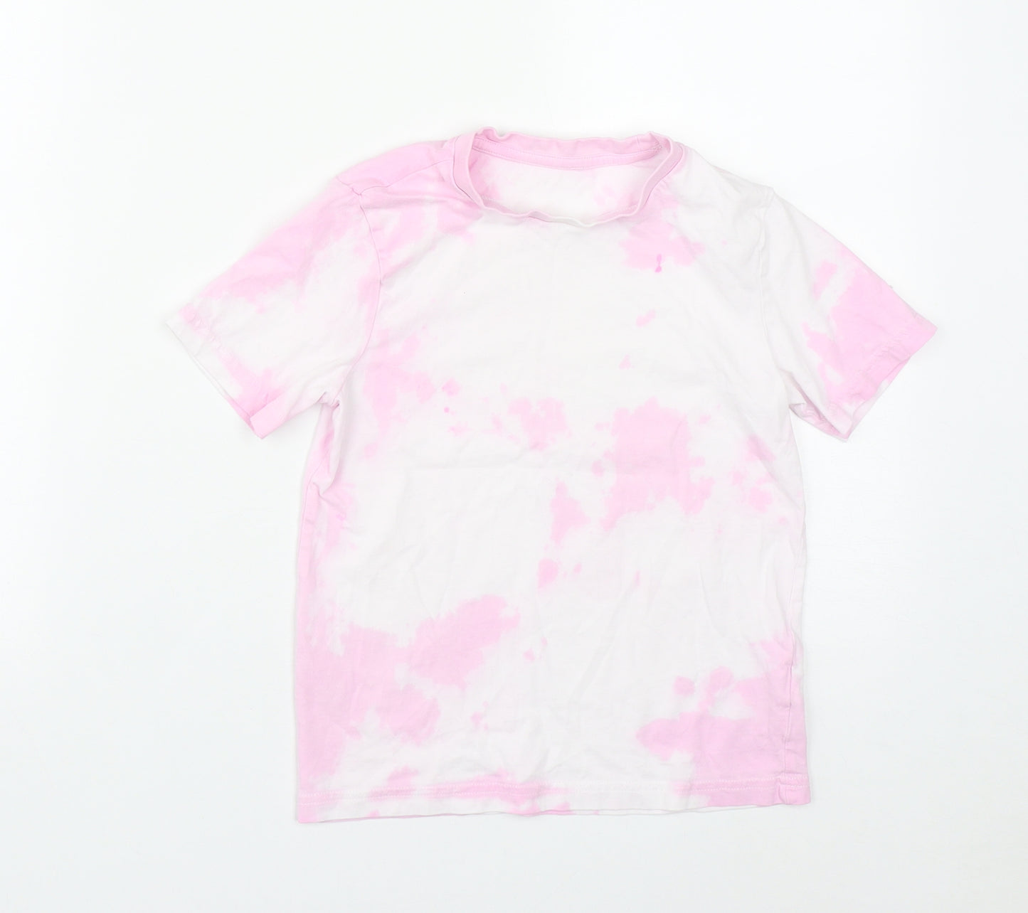 F&F Girls Pink Geometric Cotton Basic T-Shirt Size 6-7 Years Round Neck