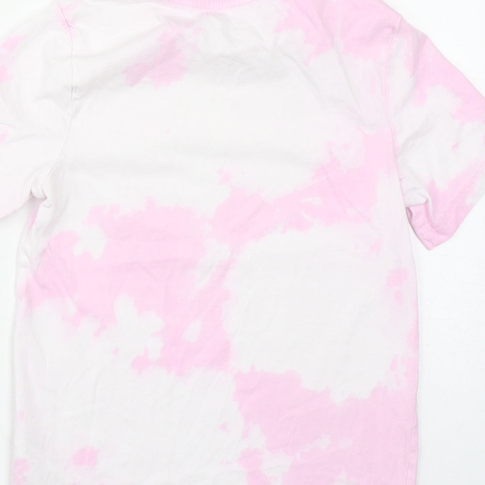 F&F Girls Pink Geometric Cotton Basic T-Shirt Size 6-7 Years Round Neck