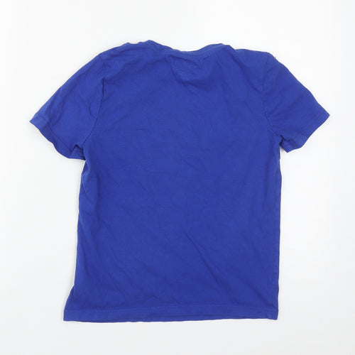 F&F Boys Blue  Cotton Basic T-Shirt Size 9-10 Years Round Neck  - Motorbike print