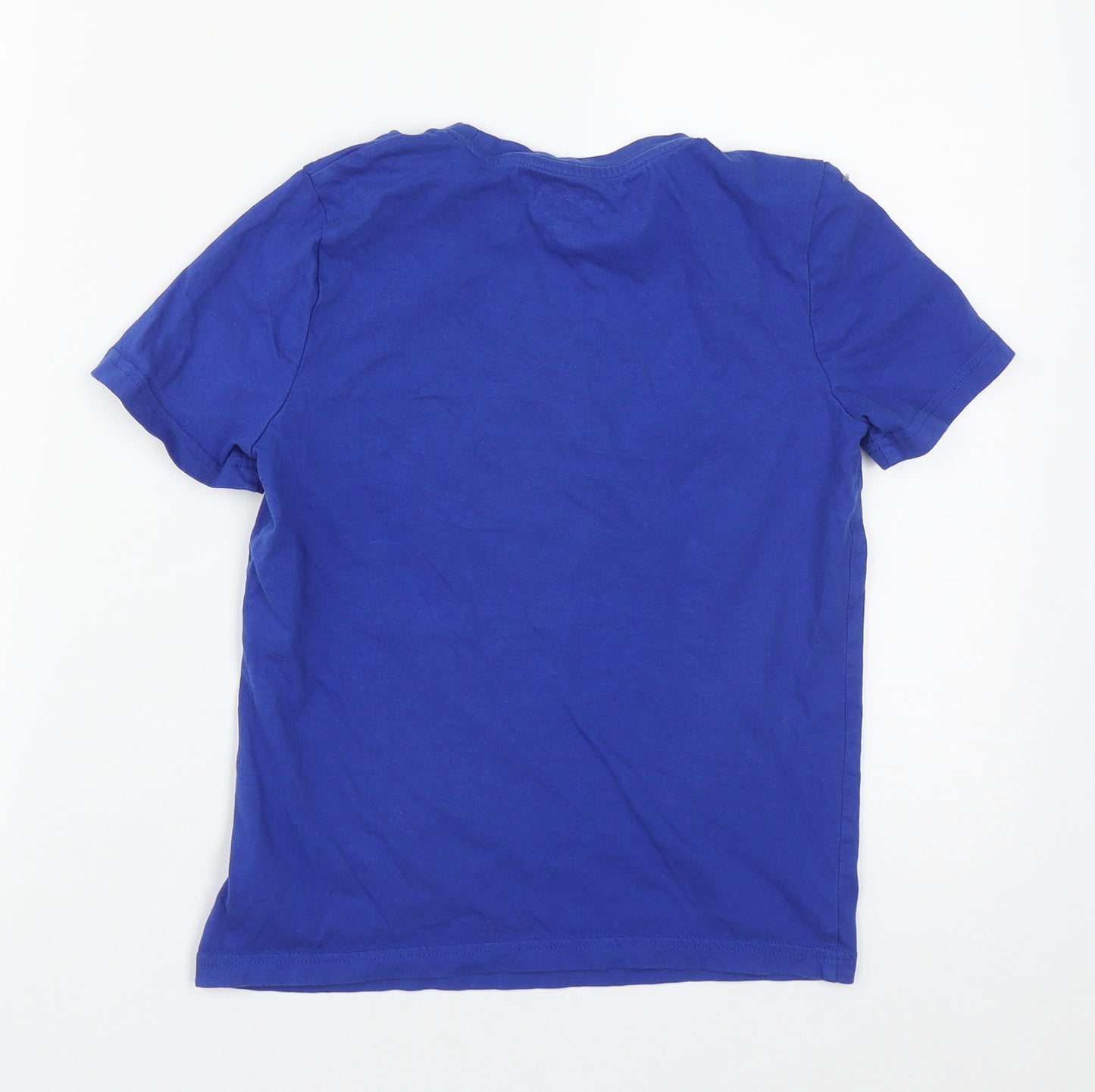F&F Boys Blue  Cotton Basic T-Shirt Size 9-10 Years Round Neck  - Motorbike print