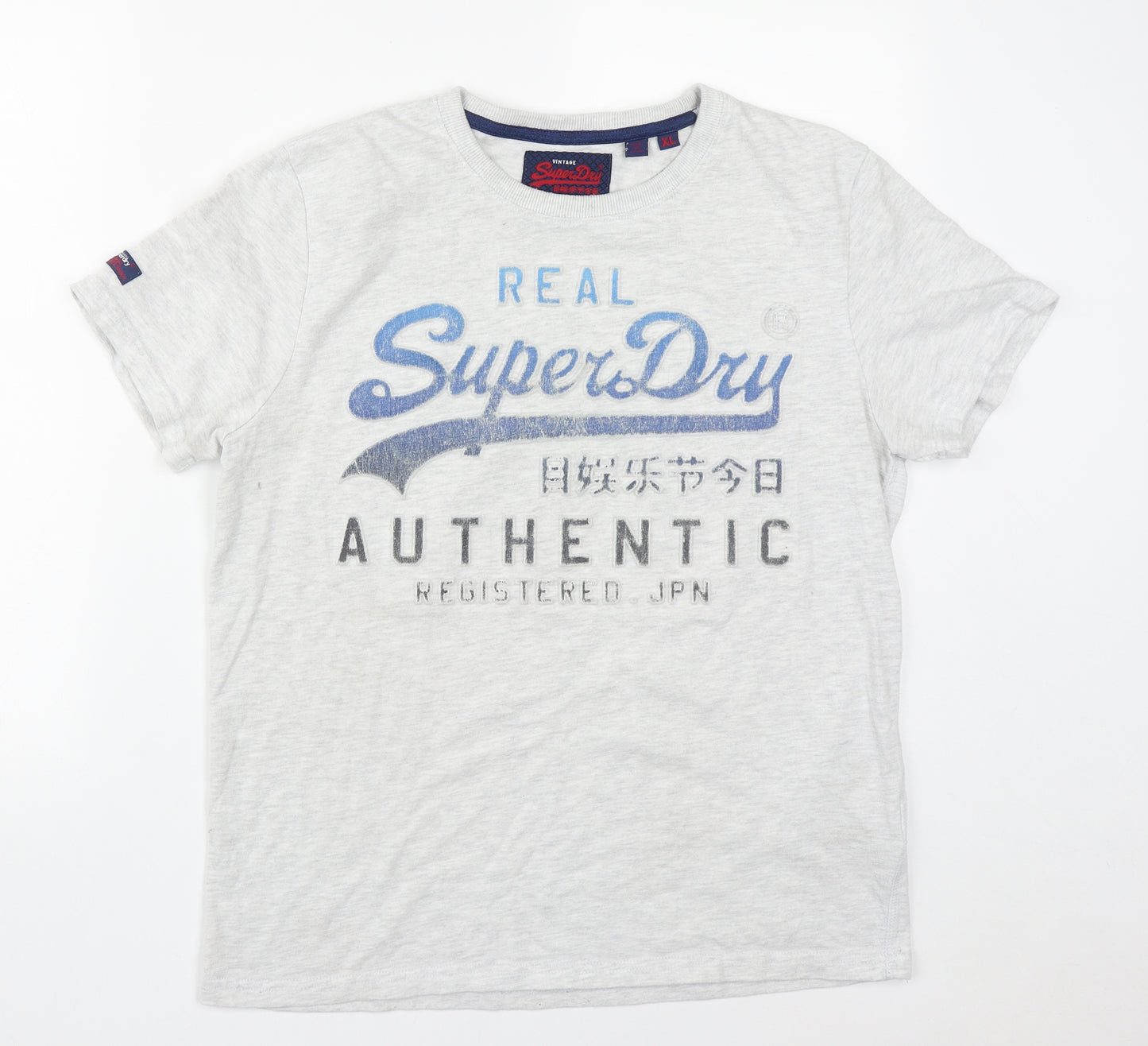 Superdry Mens Grey  Cotton  T-Shirt Size XL Round Neck