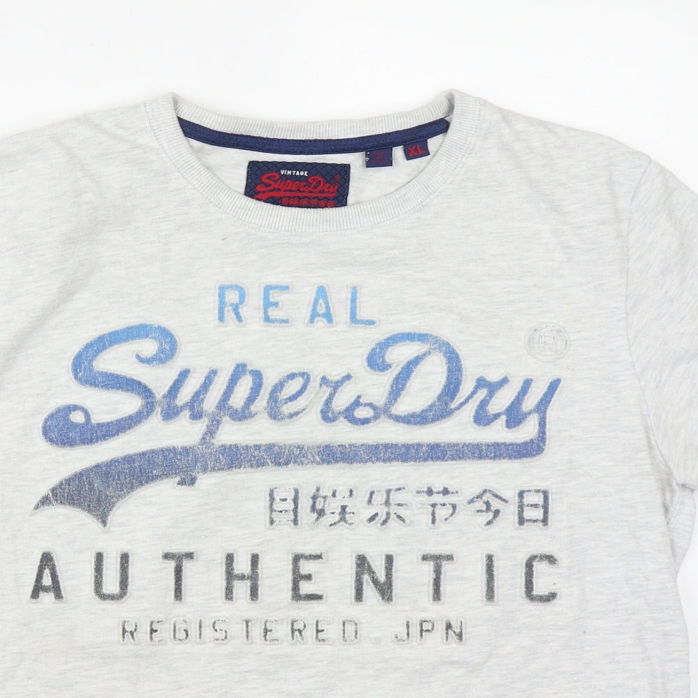 Superdry Mens Grey  Cotton  T-Shirt Size XL Round Neck