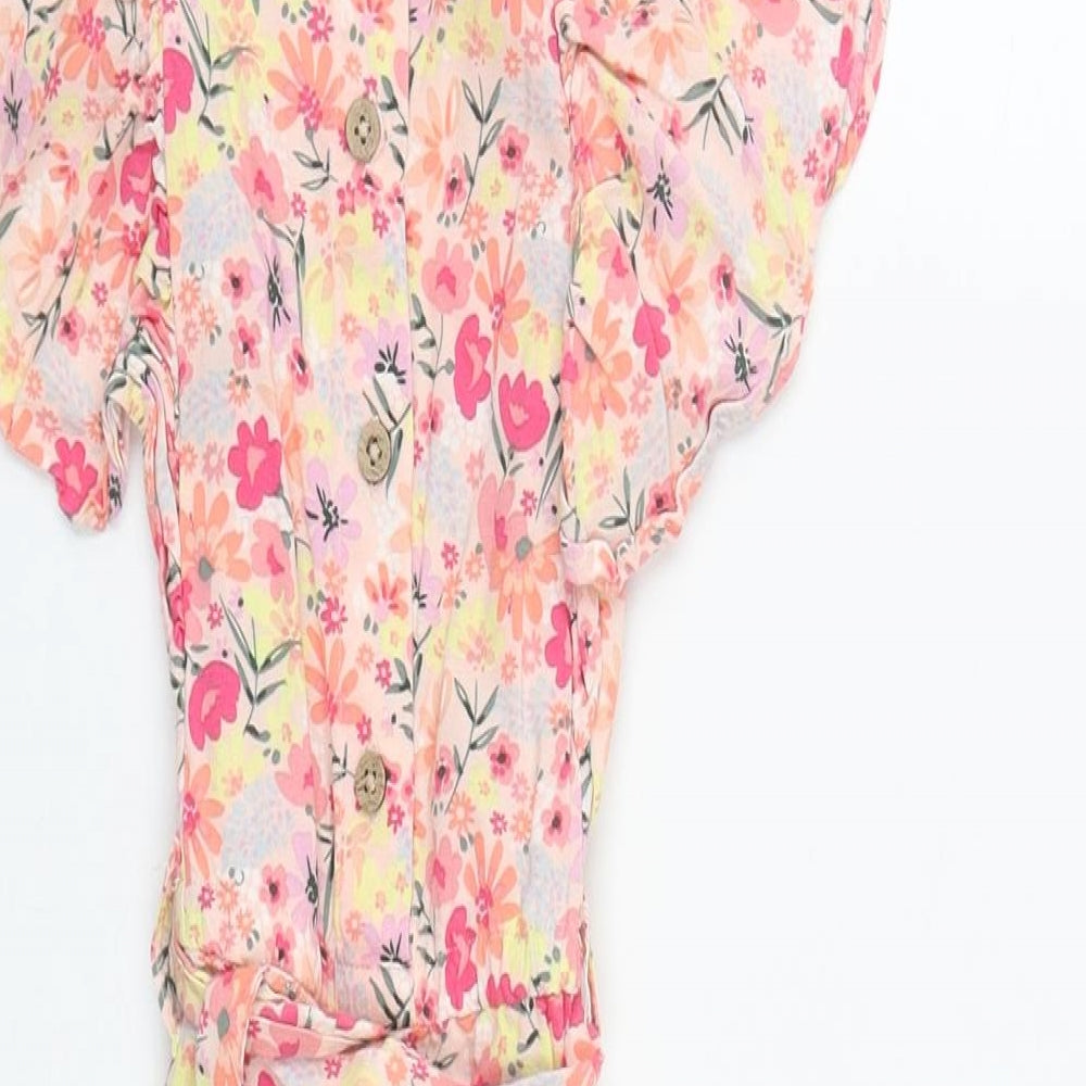 F&F Girls Multicoloured Floral Viscose Playsuit One-Piece Size 6-7 Years  Button