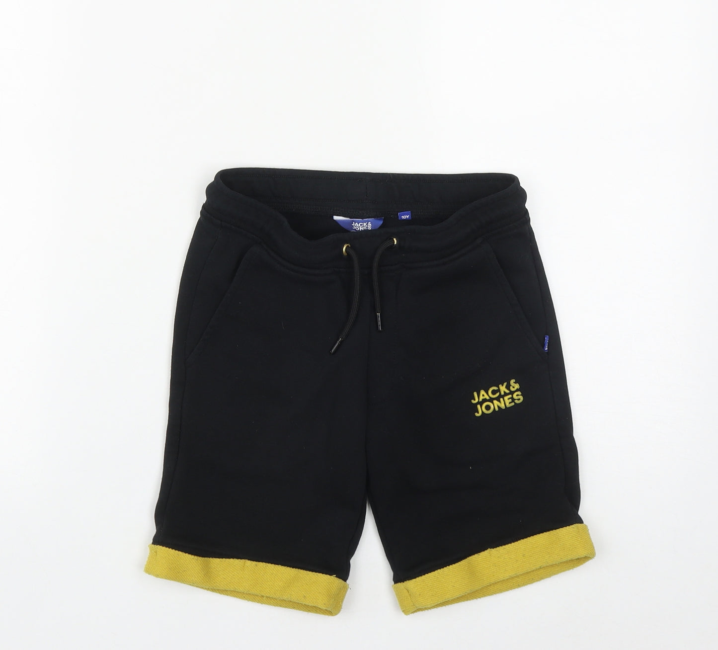 JACK & JONES Boys Black  Polyester Sweat Shorts Size 10 Years  Regular Drawstring