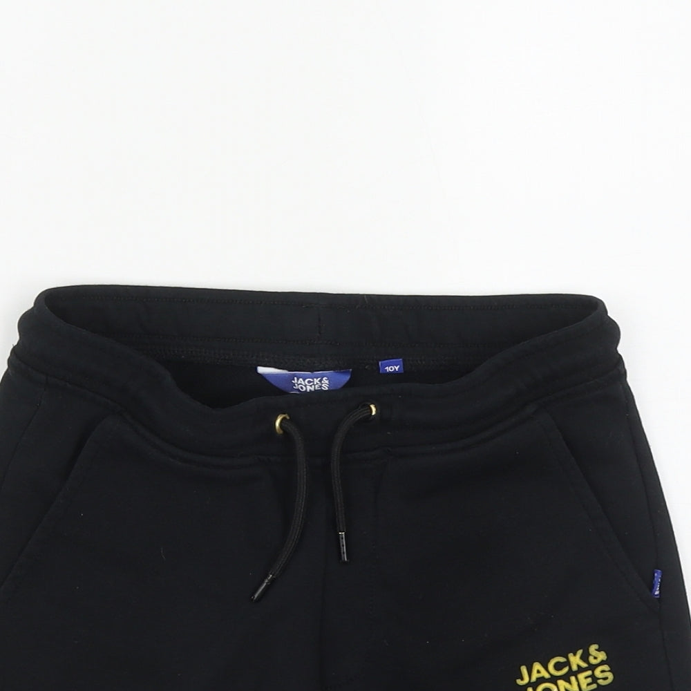 JACK & JONES Boys Black  Polyester Sweat Shorts Size 10 Years  Regular Drawstring