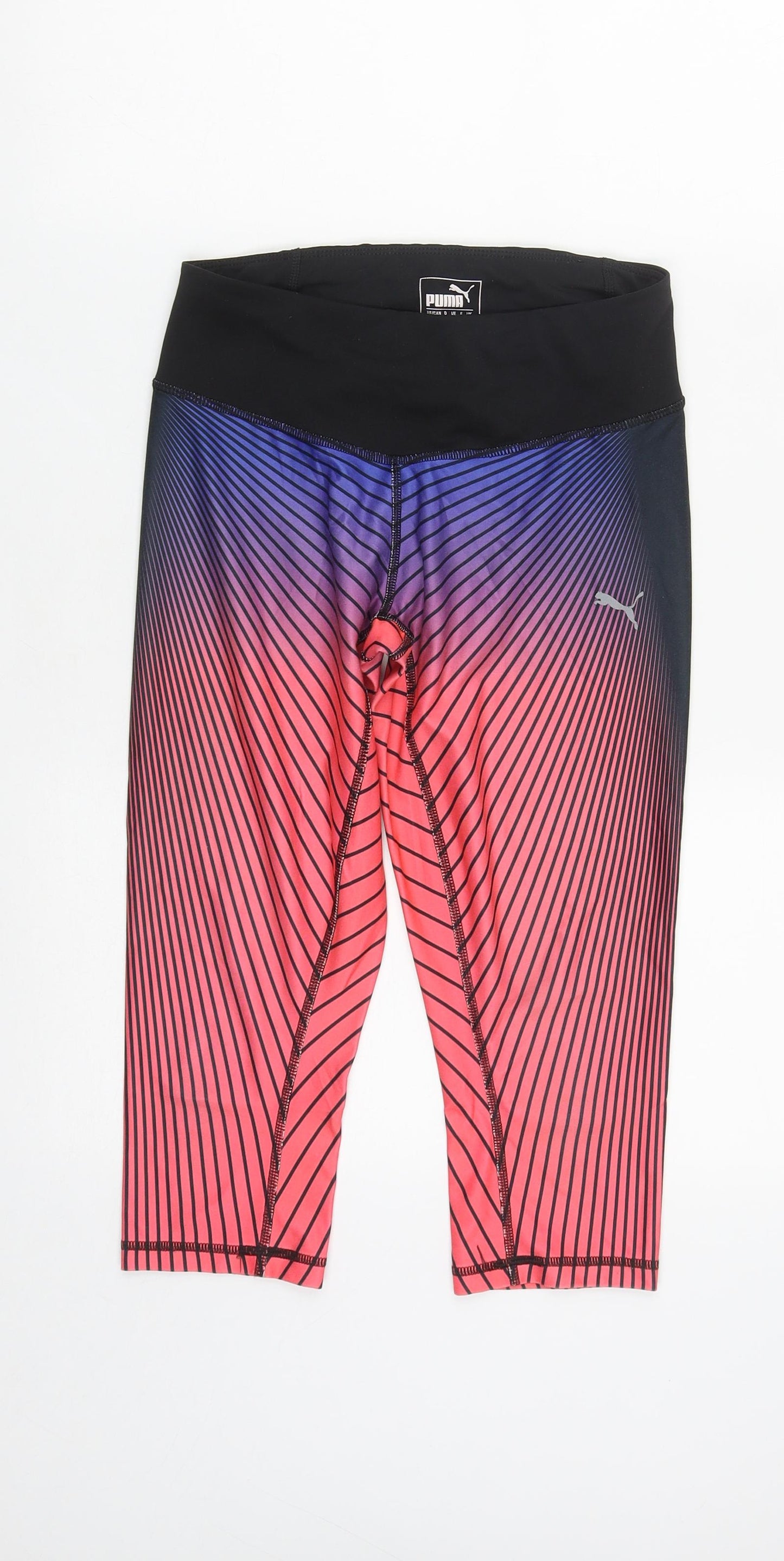 PUMA Womens Multicoloured Geometric Polyester Compression Leggings Size 8 L18 in Regular Drawstring