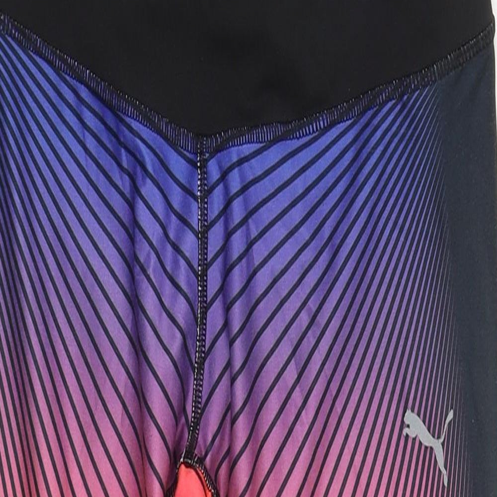 PUMA Womens Multicoloured Geometric Polyester Compression Leggings Size 8 L18 in Regular Drawstring