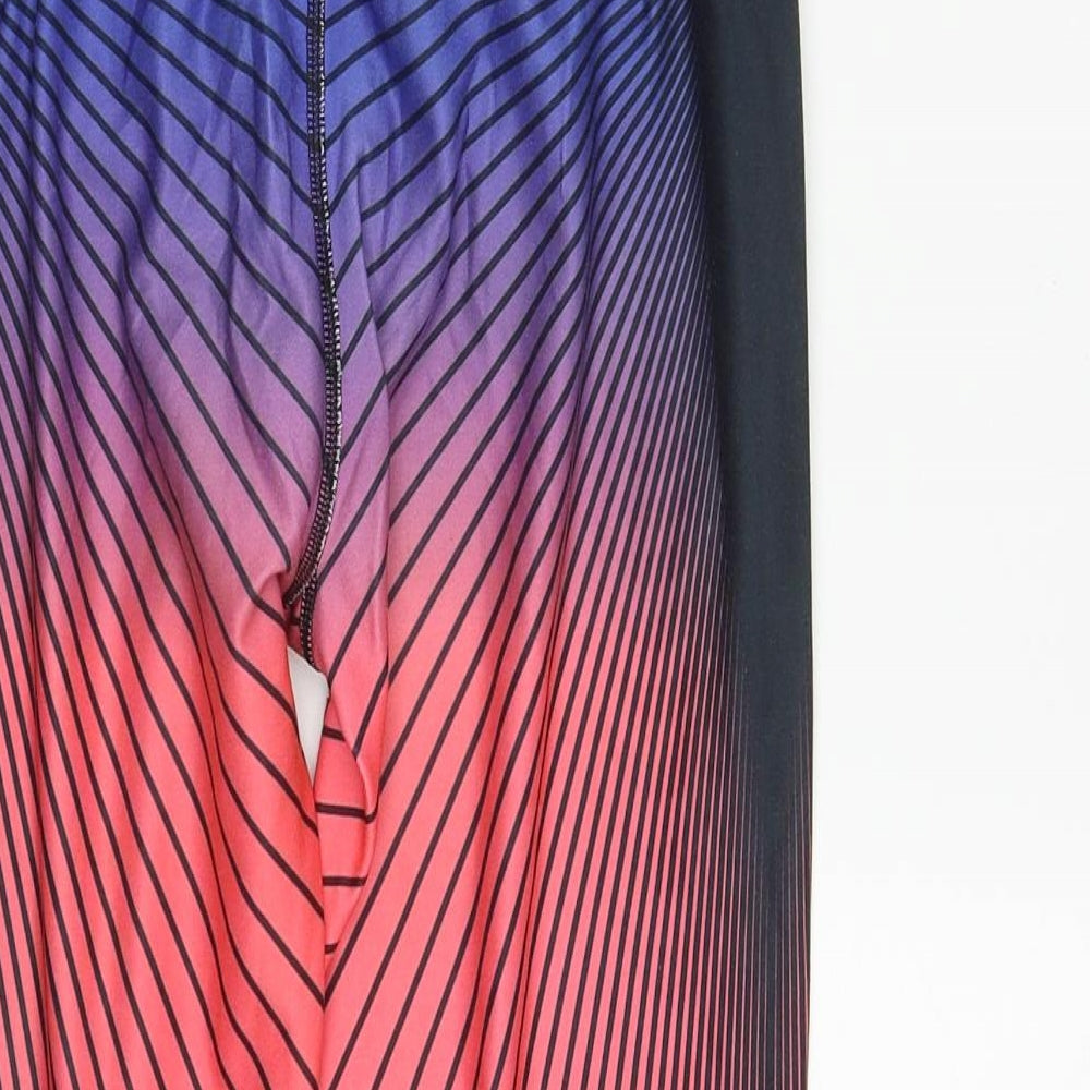 PUMA Womens Multicoloured Geometric Polyester Compression Leggings Size 8 L18 in Regular Drawstring