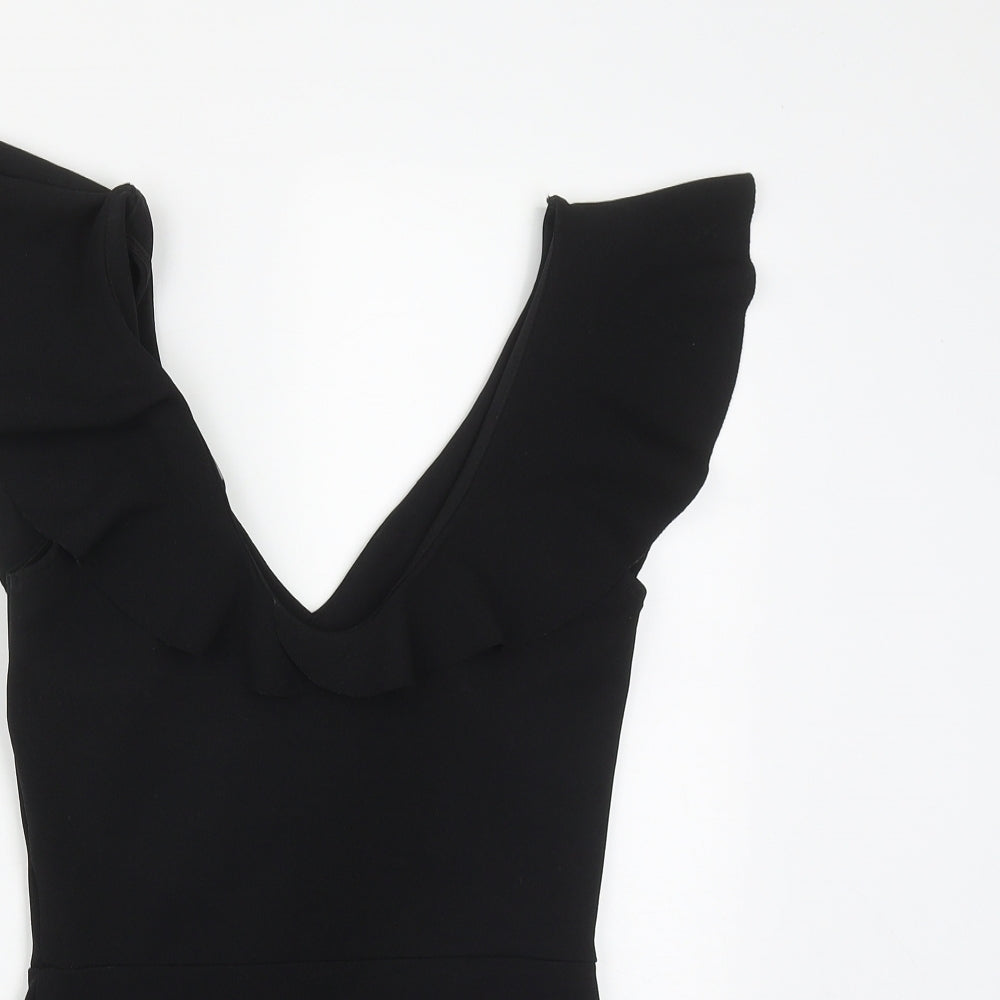 New Look Womens Black  Polyester Bodysuit One-Piece Size 8  Snap