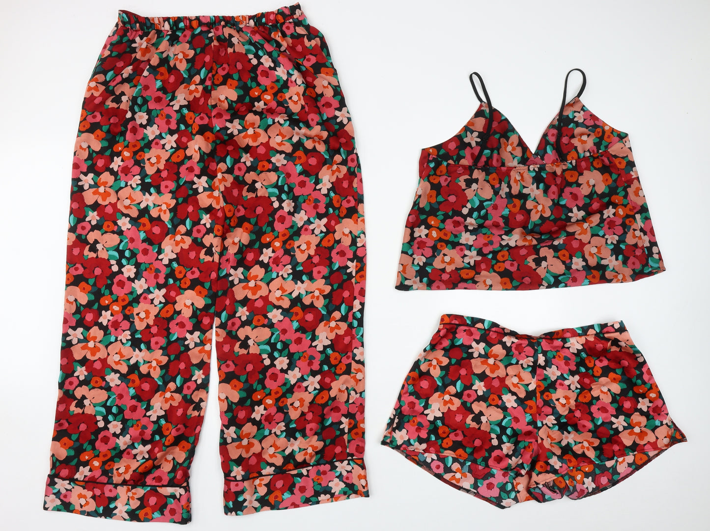 Primark Womens Multicoloured Floral Polyester Top Pyjama Set Size M   - Set of 3