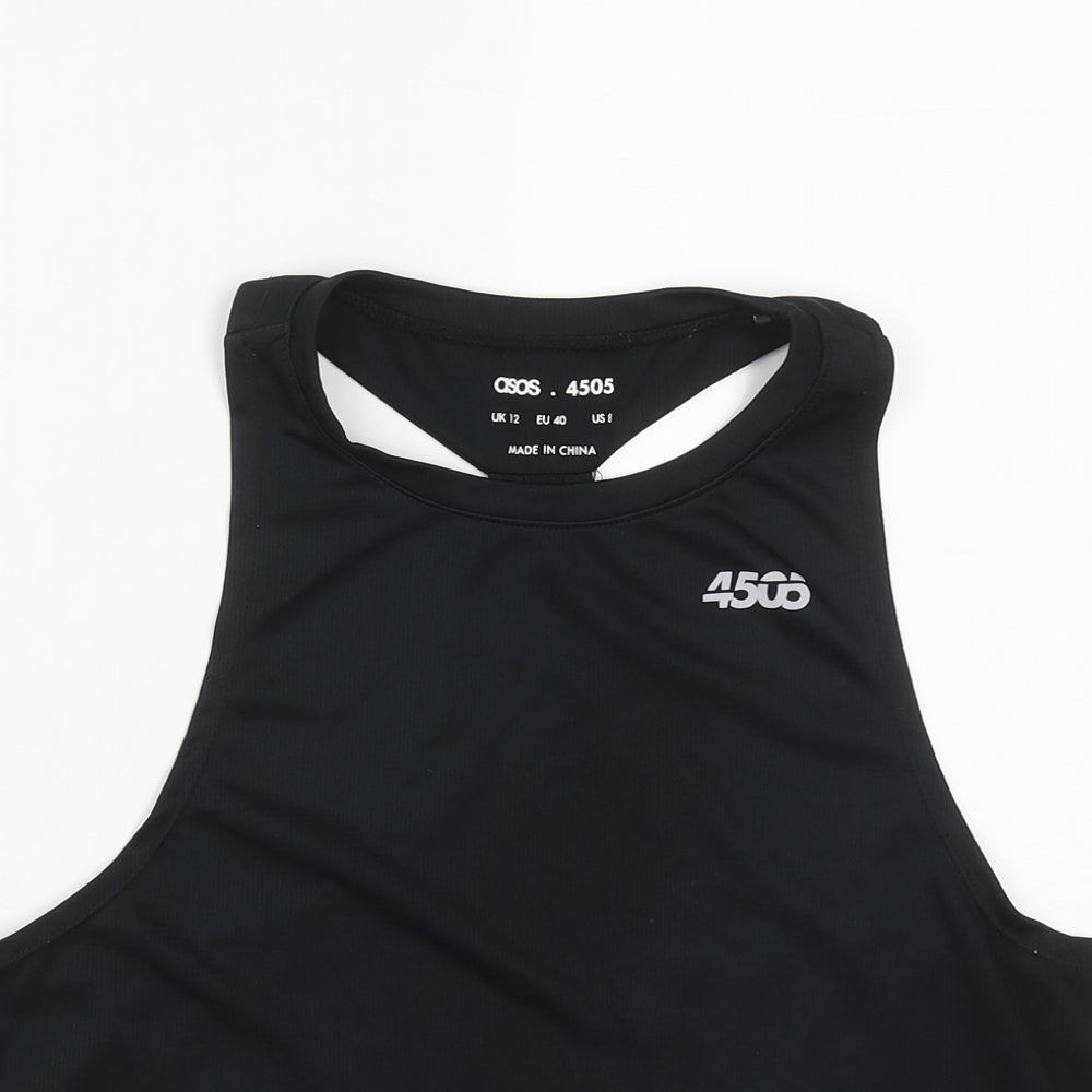 ASOS Womens Black  Polyester Basic Tank Size 12 Round Neck