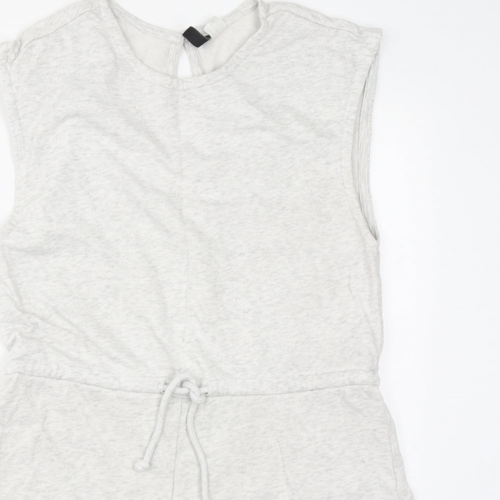 H&M Womens Grey  Cotton Playsuit One-Piece Size M  Drawstring