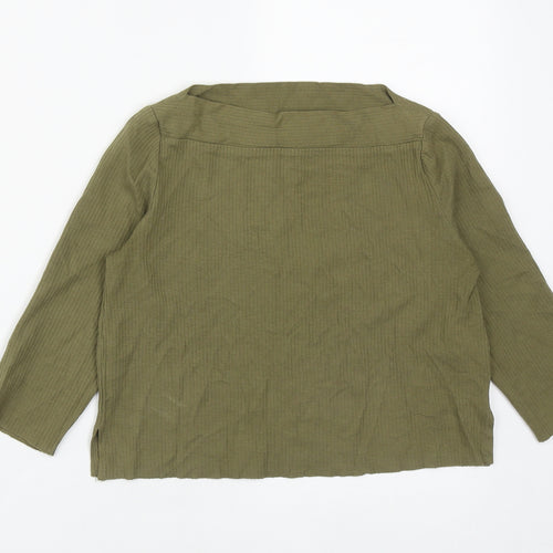 Zara Womens Green  Cotton Cropped T-Shirt Size S Square Neck