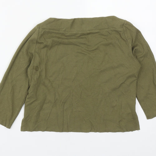 Zara Womens Green  Cotton Cropped T-Shirt Size S Square Neck