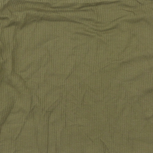 Zara Womens Green  Cotton Cropped T-Shirt Size S Square Neck