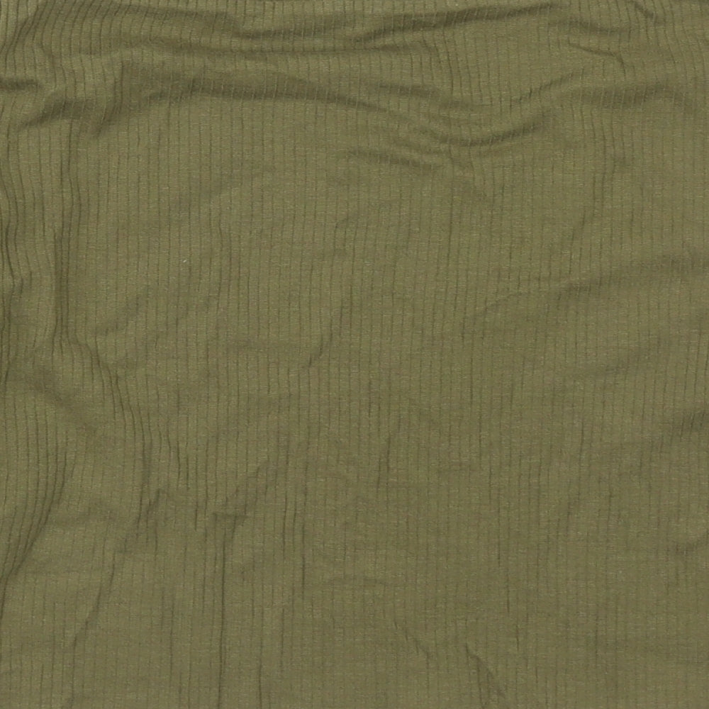Zara Womens Green  Cotton Cropped T-Shirt Size S Square Neck