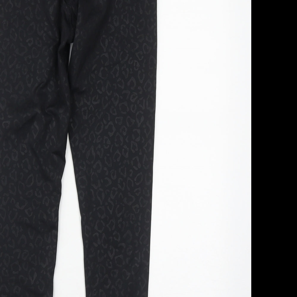 USA Pro Womens Black Geometric Polyester Compression Leggings Size 10 L25 in Regular