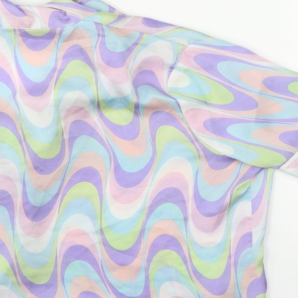 Primark Womens Multicoloured Geometric Polyester Top Pyjama Set Size M  Button