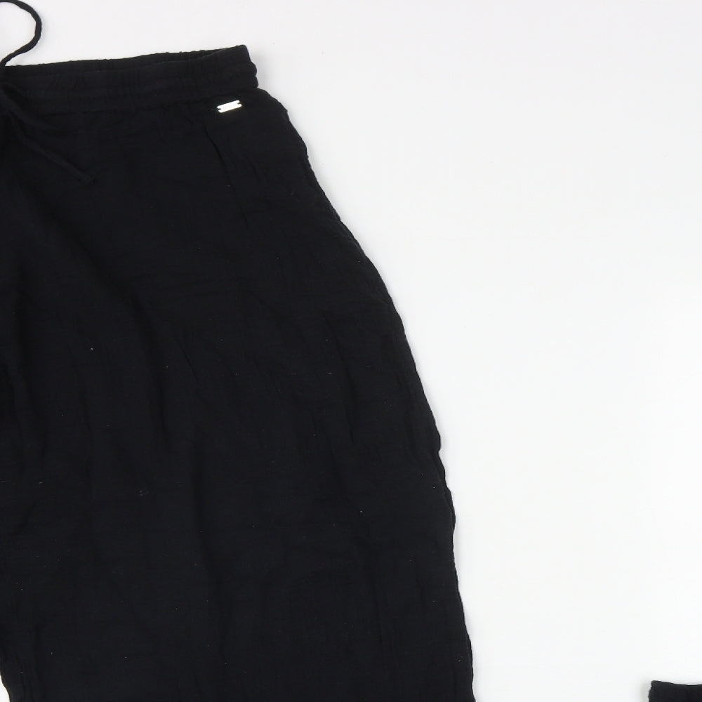 F&F Womens Black Solid Cotton Top Pyjama Set Size 12   - Mrs Hinch