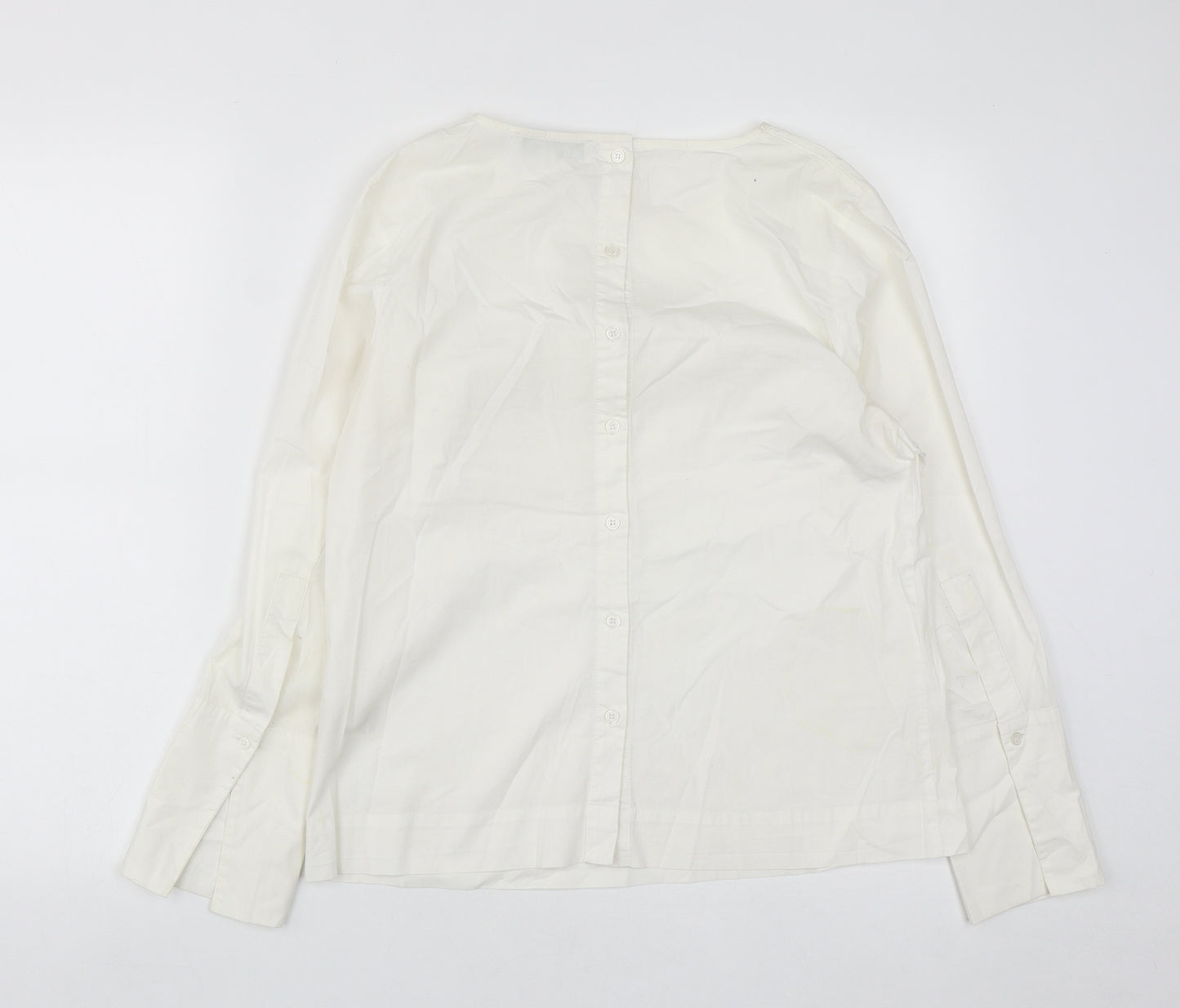 Carolyn Donnelly Womens White  Cotton Basic Blouse Size 12 Round Neck