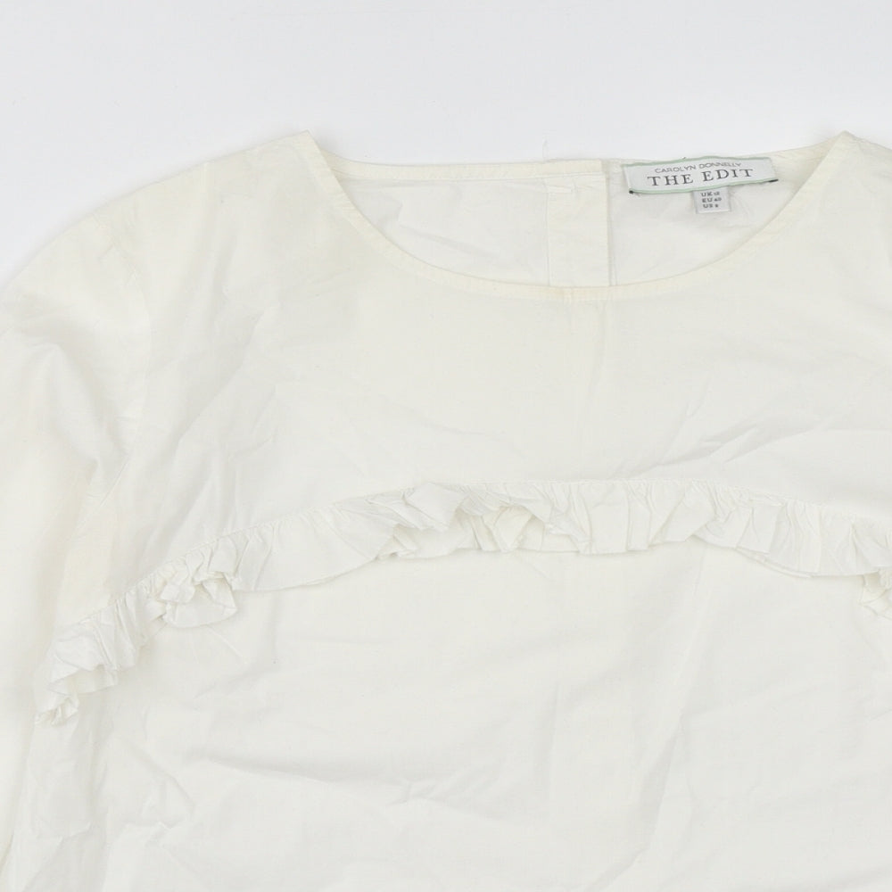 Carolyn Donnelly Womens White  Cotton Basic Blouse Size 12 Round Neck