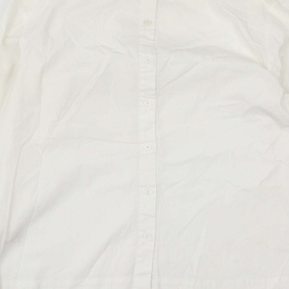 Carolyn Donnelly Womens White  Cotton Basic Blouse Size 12 Round Neck