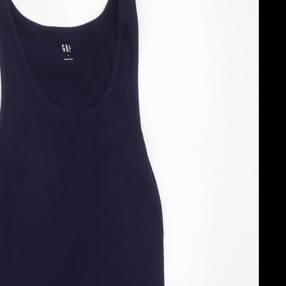 Gap Womens Blue  Cotton Basic Tank Size L Round Neck