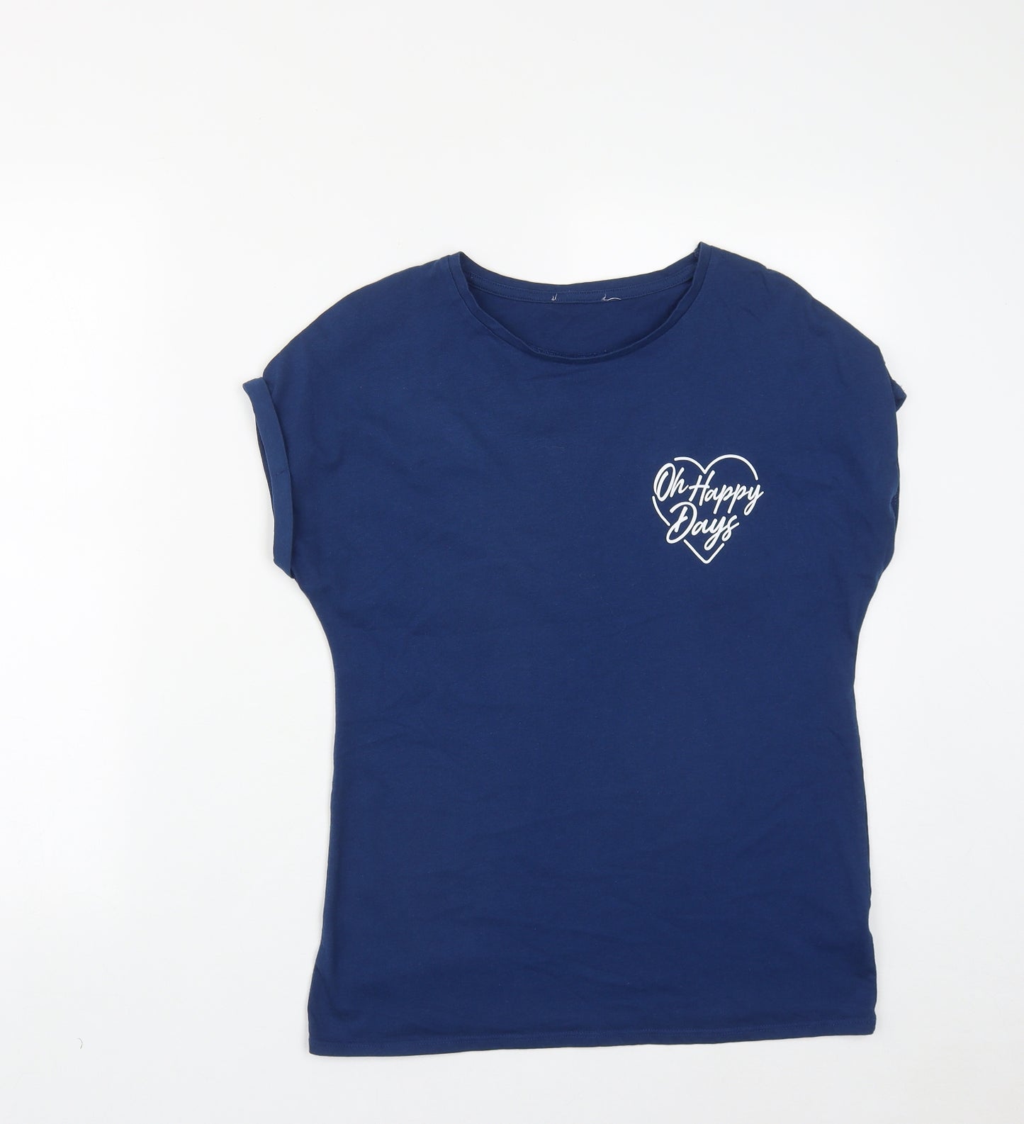 Matalan Womens Blue  Cotton Basic T-Shirt Size S Round Neck