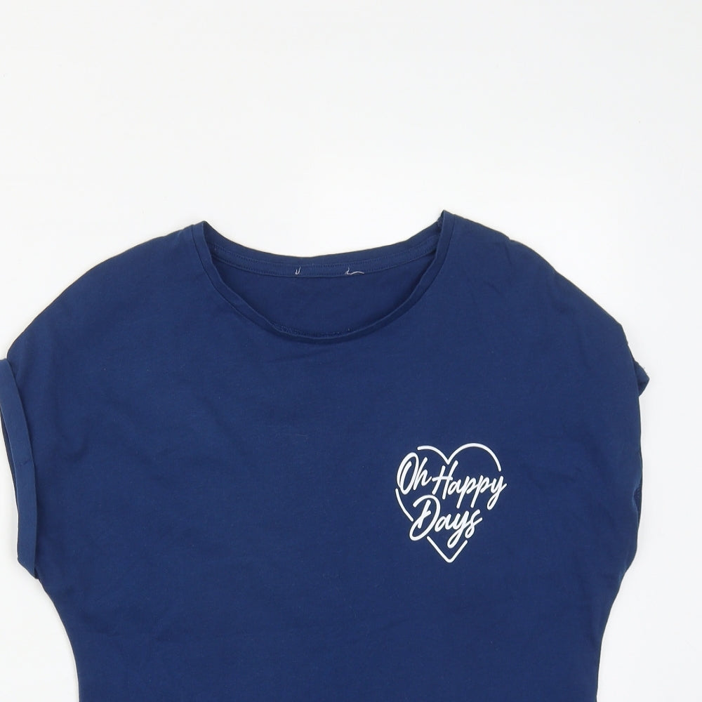 Matalan Womens Blue  Cotton Basic T-Shirt Size S Round Neck