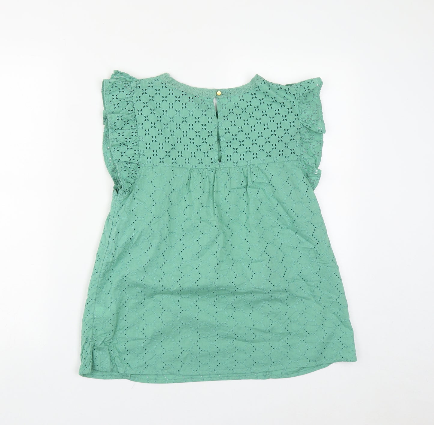 F&F Womens Green  Cotton Basic Blouse Size 10 Round Neck