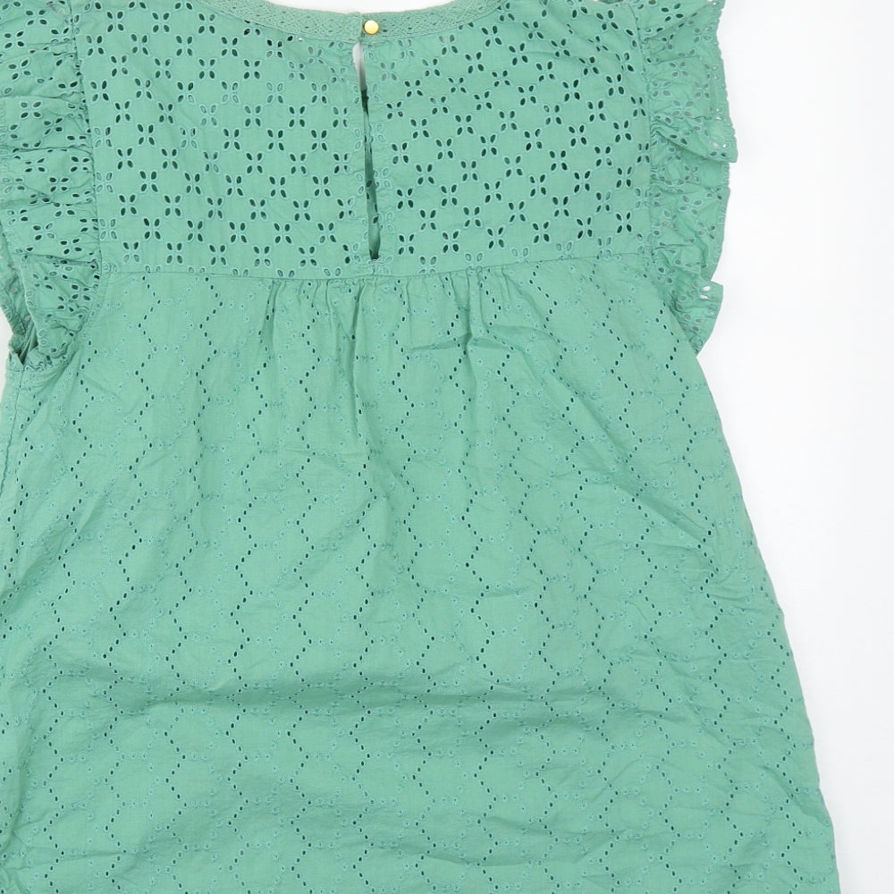 F&F Womens Green  Cotton Basic Blouse Size 10 Round Neck