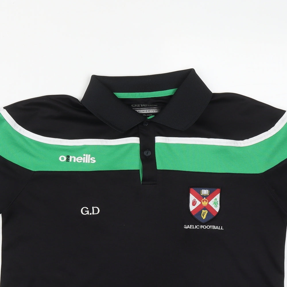 O'Neill Mens Black  Polyester Basic Polo Size M Collared Button