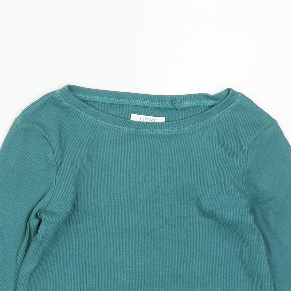 NEXT Girls Green  Cotton Basic T-Shirt Size 5 Years Round Neck